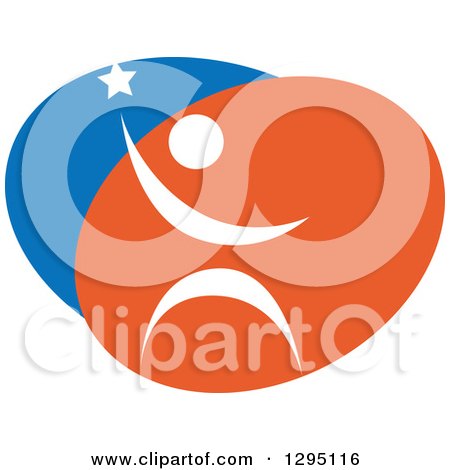 Clipart of a Blue White and Orange Person Reaching for the Stars - Royalty Free Vector Illustration by Vector Tradition SM