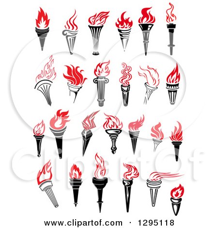 Clipart of Black Torch with Red Flames 6 - Royalty Free Vector Illustration by Vector Tradition SM