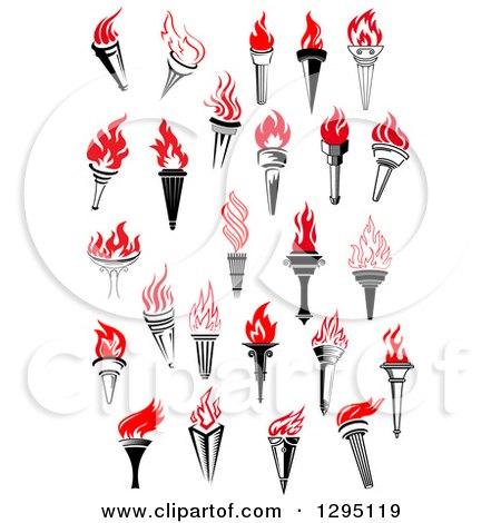 Clipart of Black Torch with Red Flames 5 - Royalty Free Vector Illustration by Vector Tradition SM