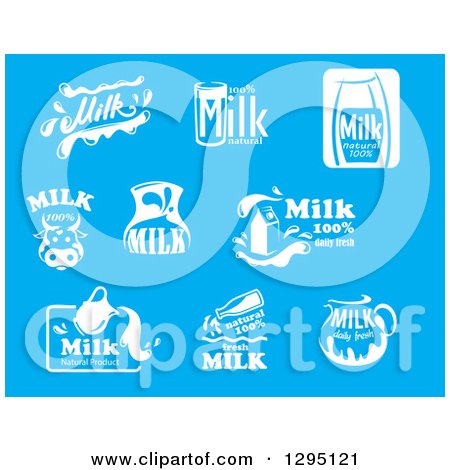 Clipart of White Milk Designs on Blue 2 - Royalty Free Vector Illustration by Vector Tradition SM