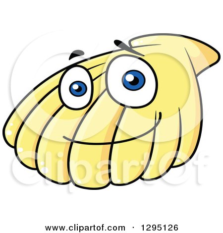 Clipart of Cartoon Happy Yellow Scallop Sea Shell - Royalty Free Vector Illustration by Vector Tradition SM