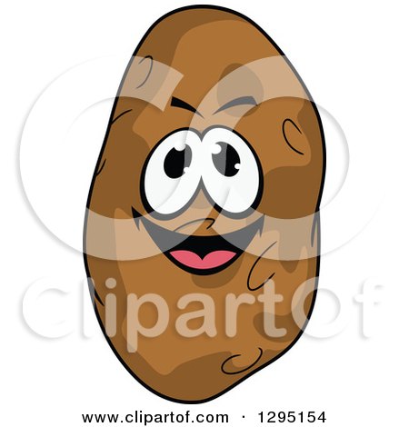 Clipart of a Cartoon Happy Russet Potato Character - Royalty Free Vector Illustration by Vector Tradition SM