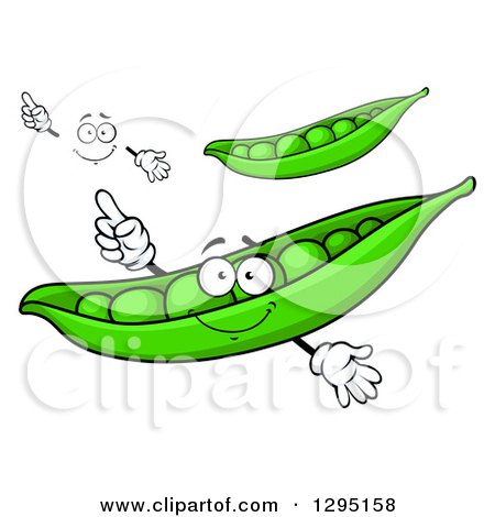 Clipart of Cartoon Pea Pods and a Face - Royalty Free Vector Illustration  by Vector Tradition SM #1295158