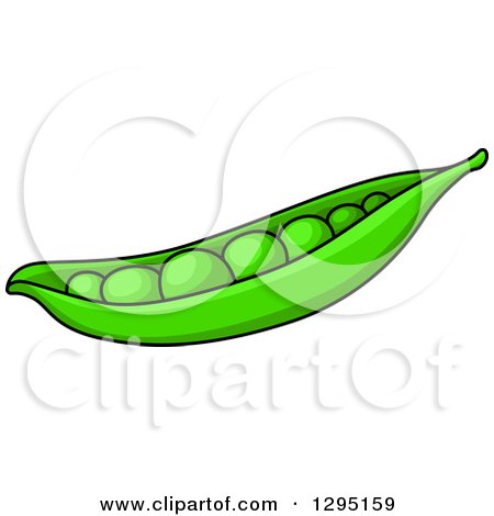 Clipart of a Cartoon Green Pea Pod - Royalty Free Vector Illustration by  Vector Tradition SM #1295159