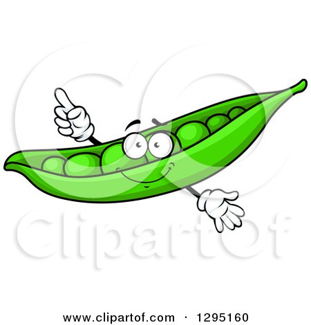 Clipart of a Cartoon Happy Pea Character Pointing Upwards - Royalty Free Vector Illustration by Vector Tradition SM