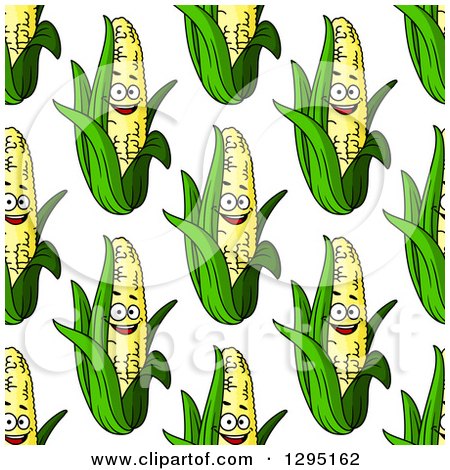 Clipart of a Seamless Background Pattern of Happy Corn Characters 2 - Royalty Free Vector Illustration by Vector Tradition SM
