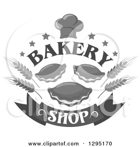 Clipart of a Grayscale Muffin and Pastry Bake Shop Design - Royalty Free Vector Illustration by Vector Tradition SM