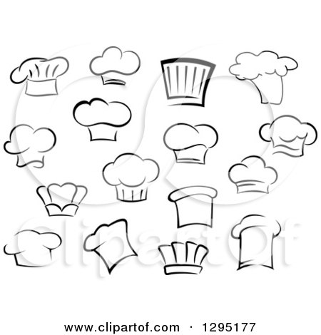 Clipart of Black and White Chefs Toque Hats 2 - Royalty Free Vector Illustration by Vector Tradition SM