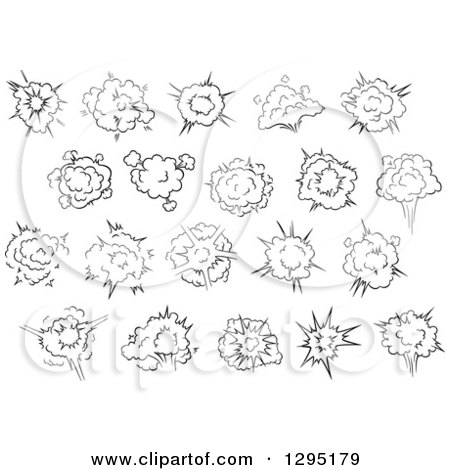 Clipart of Black and White Comic Bursts Explosions or Poofs 7 - Royalty Free Vector Illustration by Vector Tradition SM