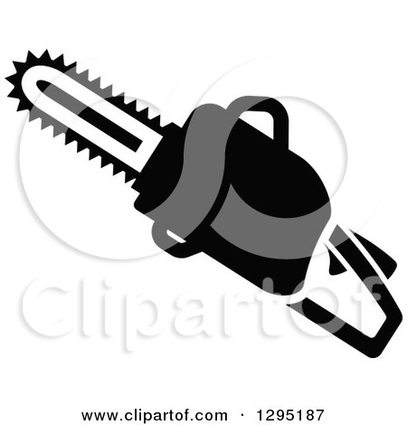 Clipart of a Black Silhouetted Chainsaw - Royalty Free Vector Illustration by Vector Tradition SM