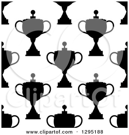 Clipart of a Seamless Background Pattern of Black and White Silhouetted Urns or Trophies - Royalty Free Vector Illustration by Vector Tradition SM