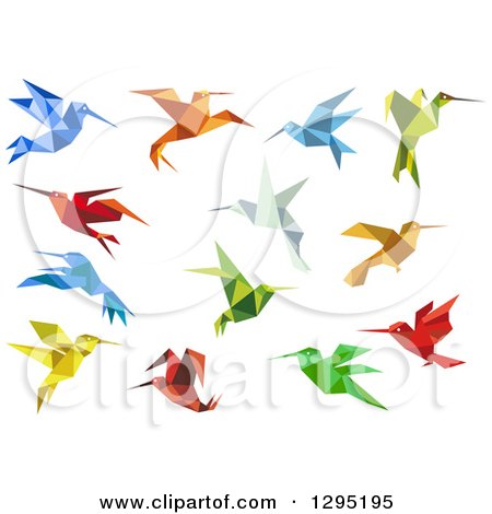 Clipart of Colorful Geometric Birds - Royalty Free Vector Illustration by Vector Tradition SM