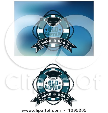 Clipart of Captian Hats Life Buoy Designs with Sample Text - Royalty Free Vector Illustration by Vector Tradition SM