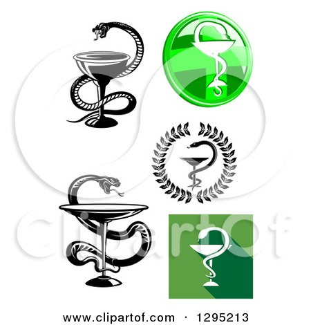Clipart of Snake and Cup Medical Caduceus Designs - Royalty Free Vector Illustration by Vector Tradition SM