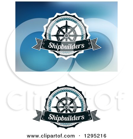 Clipart of Nautical Ship Helms and Shipbuilders Banners - Royalty Free Vector Illustration by Vector Tradition SM