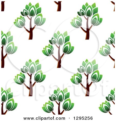 Clipart of a Seamless Background Pattern of Trees with Green Leaves - Royalty Free Vector Illustration by Vector Tradition SM