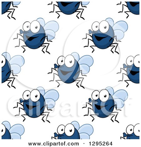 Clipart of a Seamless Background Pattern of Happy Cartoon Flies - Royalty Free Vector Illustration by Vector Tradition SM