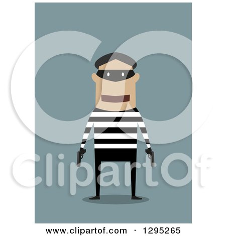 Clipart of a Flat Design of an Armed Robber - Royalty Free Vector Illustration by Vector Tradition SM