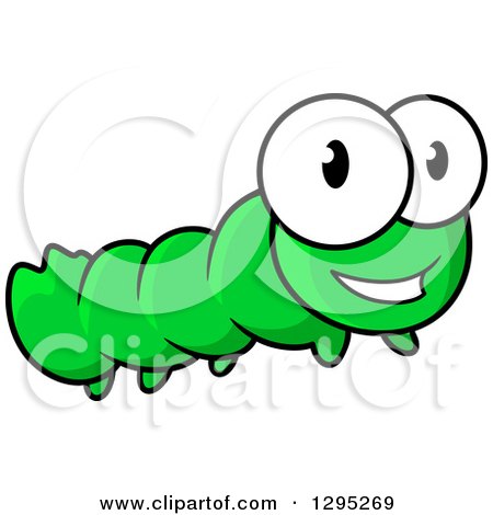 Clipart of a Cartoon Green Happy Caterpillar - Royalty Free Vector Illustration by Vector Tradition SM