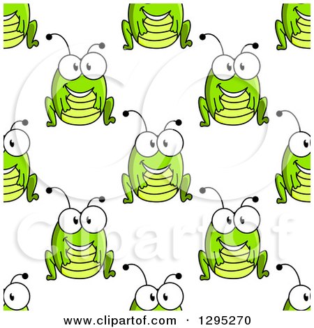 Clipart of a Seamless Background Pattern of Cartoon Happy Crickets or Grasshoppers - Royalty Free Vector Illustration by Vector Tradition SM
