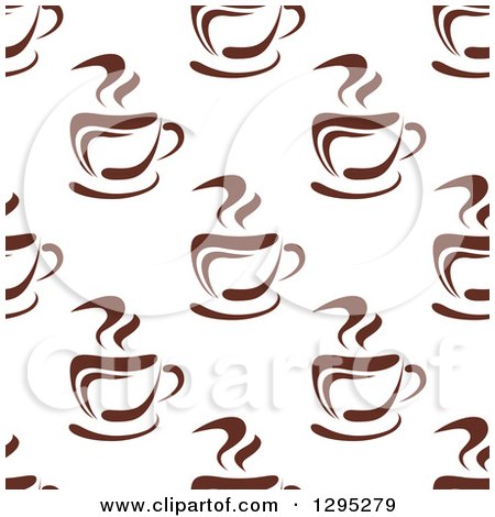 Clipart of a Seamless Background Pattern of Steamy Brown Coffee Cups 4 - Royalty Free Vector Illustration by Vector Tradition SM