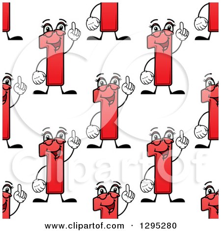 Clipart of a Seamless Background Pattern of Cartoon Red Number One Characters - Royalty Free Vector Illustration by Vector Tradition SM