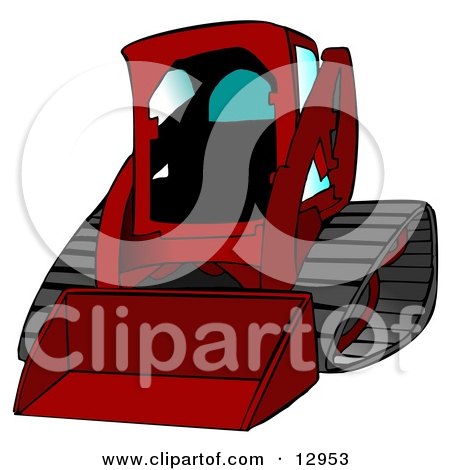 Red Bobcat Skid Steer Loader With Blue Window Tint Clipart Graphic Illustration by djart