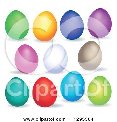 Clipart of 3d Colorful Plain Easter Eggs and Shadows - Royalty Free Vector Illustration by visekart