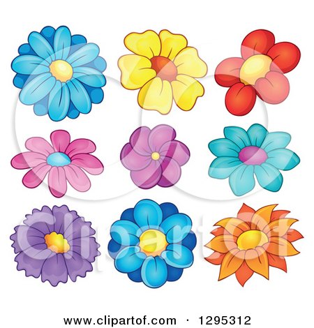 Clipart of Colorful Spring Flower Blooms - Royalty Free Vector Illustration by visekart