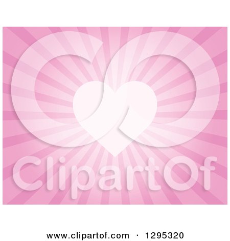 Clipart of a Background of a Heart and Pink Rays - Royalty Free Vector Illustration by visekart