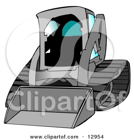 Gray Bobcat Skid Steer Loader With Blue Window Tint Clipart Graphic Illustration by djart