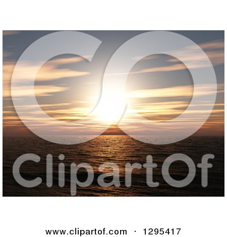 Clipart of a 3d Ocean Sunset with Orange Tones - Royalty Free Illustration by KJ Pargeter