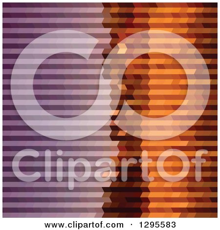 Clipart of a Low Poly Abstract Geometric Background in Purple and Orange Tones - Royalty Free Vector Illustration by patrimonio