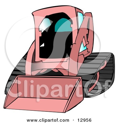 Girly Pink Bobcat Skid Steer Loader With Blue Window Tint Clipart Graphic Illustration by djart