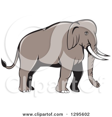 Clipart of a Cartoon Indian Elephant Facing Right - Royalty Free Vector Illustration by patrimonio