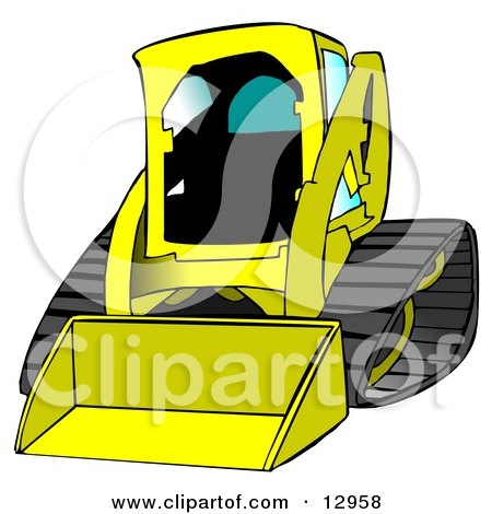 Yellow Bobcat Skid Steer Loader With Blue Window Tint Clipart Graphic Illustration by djart