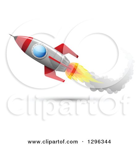 Clipart of a Flying Rocket with a Trail of Smoke - Royalty Free Vector Illustration by Qiun
