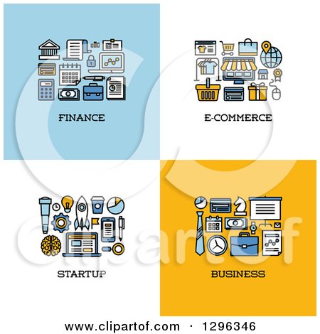 Clipart of Finance, E-commerce, Startup, Business Icons - Royalty Free Vector Illustration by elena