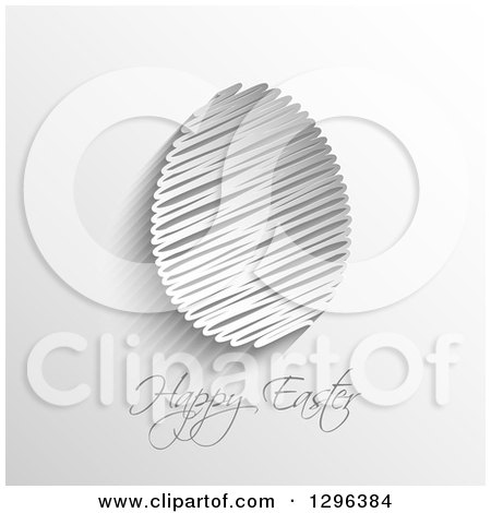 Clipart of a 3d White Scribbled Easter Egg with Text on White - Royalty Free Vector Illustration by KJ Pargeter