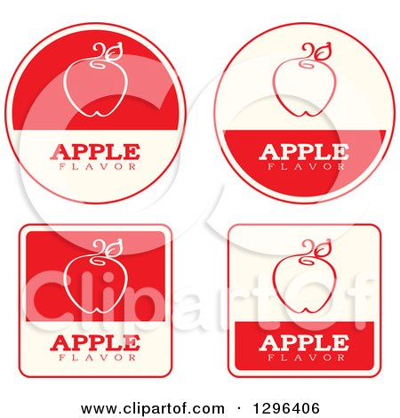 Clipart of a Set of Red and Beige Apple Fruit Flavor Labels - Royalty Free Vector Illustration by Cory Thoman