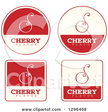 Clipart of a Set of Red and Beige Cherry Fruit Flavor Labels - Royalty Free Vector Illustration by Cory Thoman