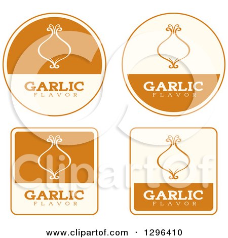 Clipart of a Set of Brown and Beige Garlic Flavor Labels - Royalty Free Vector Illustration by Cory Thoman
