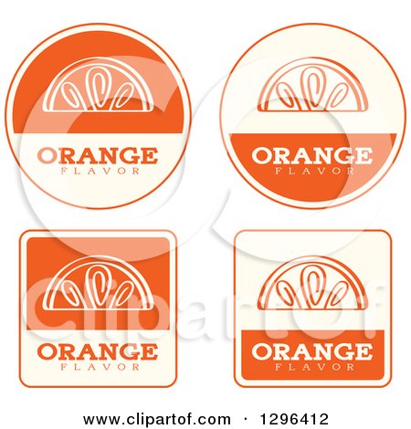 Clipart of a Set of Orange Fruit Flavor Labels - Royalty Free Vector Illustration by Cory Thoman