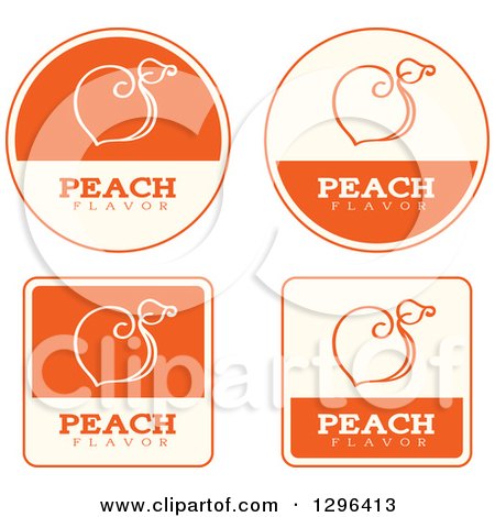 Clipart of a Set of Orange and Beige Peach Fruit Flavor Labels - Royalty Free Vector Illustration by Cory Thoman
