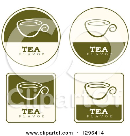 Clipart of a Set of Green and Beige Tea Labels - Royalty Free Vector Illustration by Cory Thoman