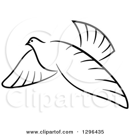 Clipart of a Black and White Flying Dove 2 - Royalty Free Vector Illustration by Vector Tradition SM