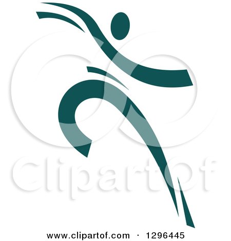 Clipart of a Teal Ribbon Person Dancing 2 - Royalty Free Vector Illustration by Vector Tradition SM