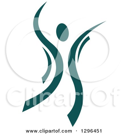 Clipart of a Teal Ribbon Person Dancing - Royalty Free Vector Illustration by Vector Tradition SM