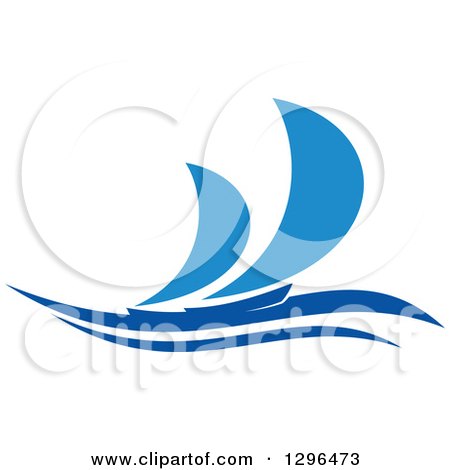 Clipart of a Blue Regatta Sailboats - Royalty Free Vector Illustration by Vector Tradition SM