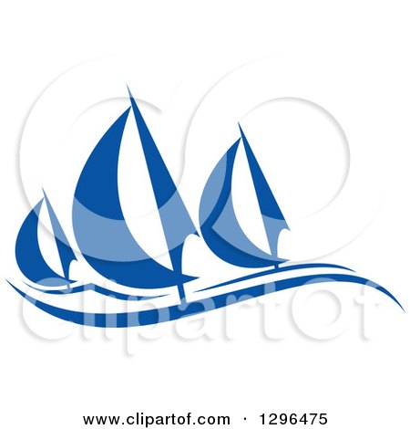 Clipart of a Blue Regatta Sailboats 3 - Royalty Free Vector Illustration by Vector Tradition SM